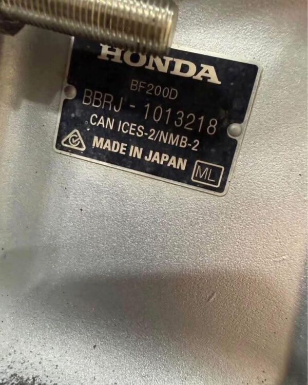 Rear view of Honda 200HP offshore outboard with 25 inch shaft