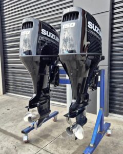 Suzuki outboard engine mounted on a fishing boat