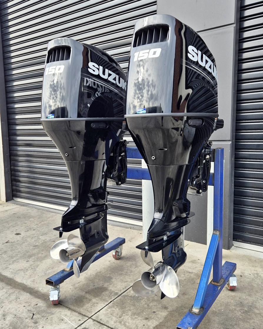 Suzuki outboard engine mounted on a fishing boat