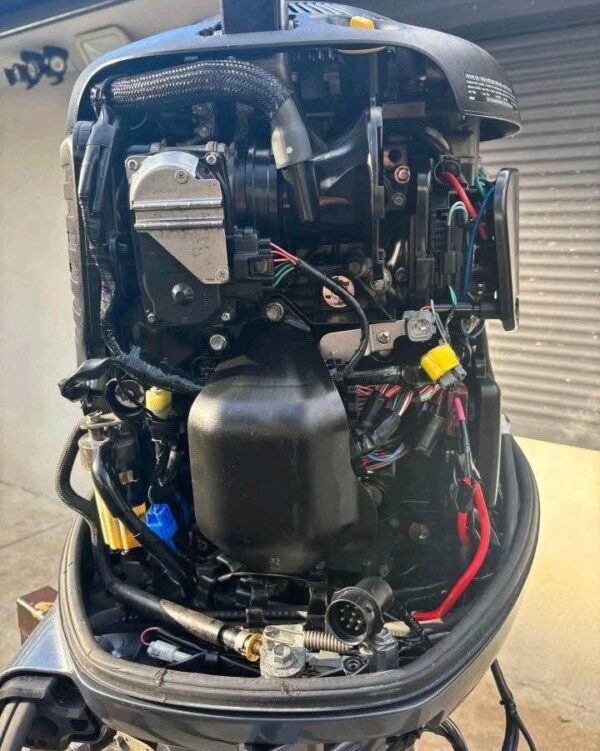 Rear view of Yamaha 175HP offshore outboard engine