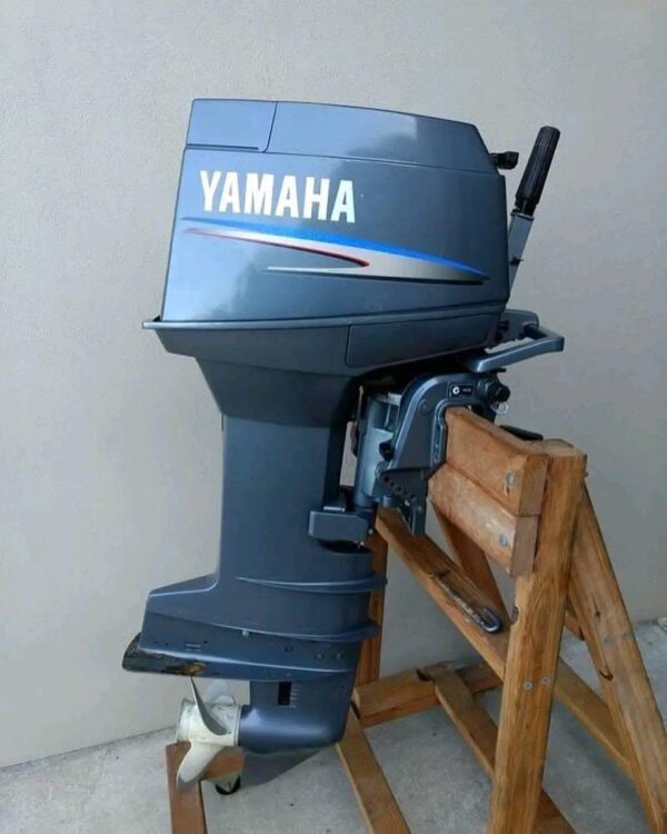 Rear view of Yamaha 30HP two-stroke marine engine