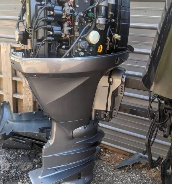 Side view of Yamaha 90HP four-stroke marine engine