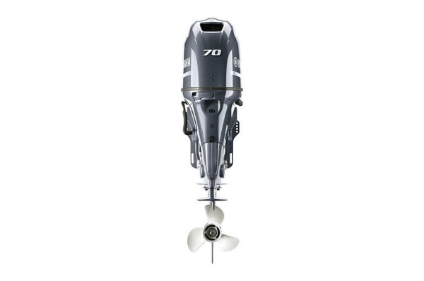 Yamaha F70LA EFI marine engine with stainless steel propeller