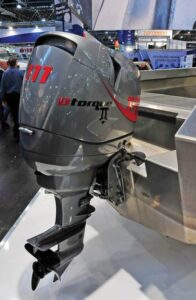 Diesel outboard motor installed on commercial workboat in Australia