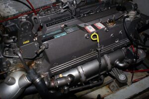 A 260-horsepower (190 kW) diesel inboard motor