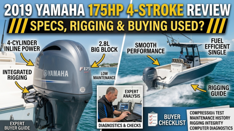 2019 Yamaha 175HP 4-Stroke outboard motor mounted on a centre console fishing boat